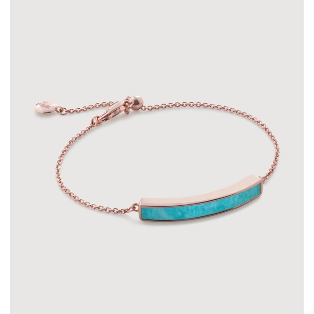 Monica Vinader Baja Skinny Bracelet Rose Gold Vermeil Amazonite Adjustable